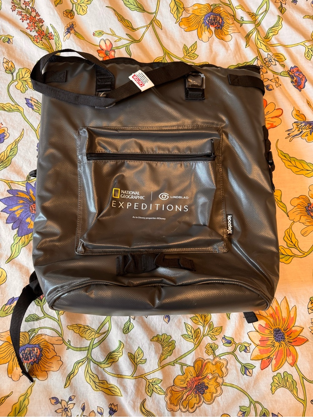 Koozie Brand Black Waterproof Tote Cooler Bag with National Geographic Logo